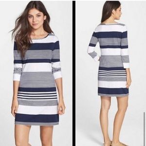 LILLY PULITZER Marlowe Pima cotton boat neck 3/4 sleeve striped dress